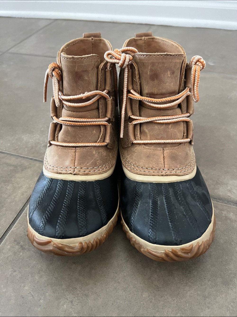 Sorel Brown and Black Waterproof Duck Boots